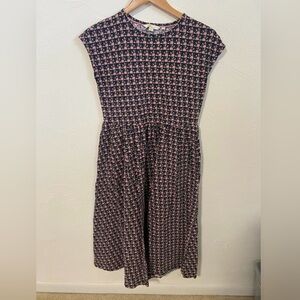 Boden Easy T-Shirt Midi Dress Women’s Size 6 Navy Geometric Pattern Colorway
